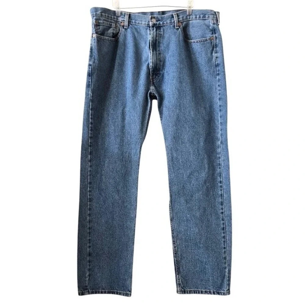 Levi's Mens 505 Regular Fit Straight Leg‎ Blue Denim Jeans 42x34